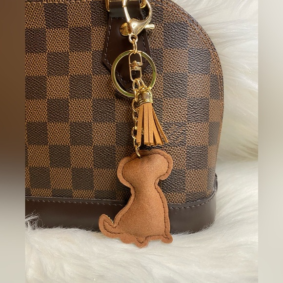 Dog Keychain Bag Charm Crystal Bling Labrador Retriever Tassel New Handmade Gift - Picture 3 of 3